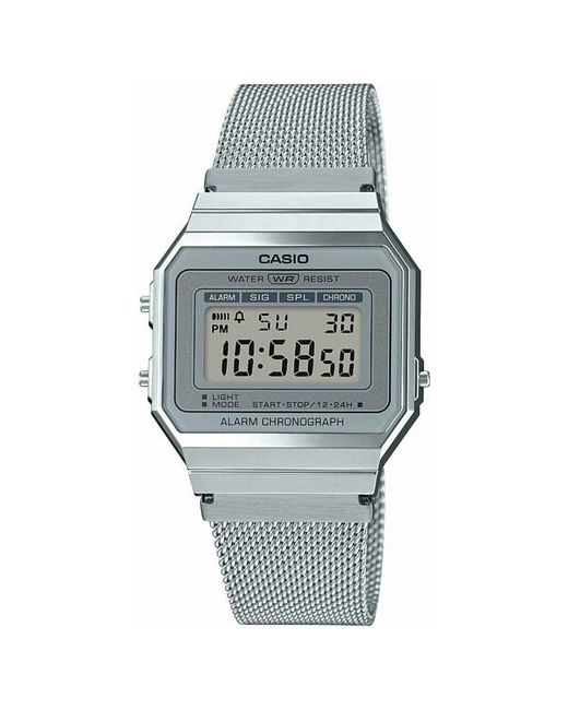 Casio Японские часы наручные электронные Vintage A700WM-7A с миланским браслетом