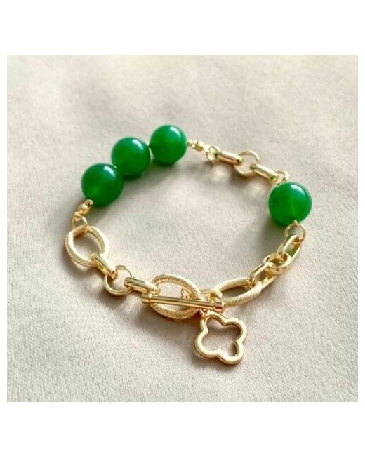 Soti designer jewelry Массивный браслет с зелёным агатом на цепи