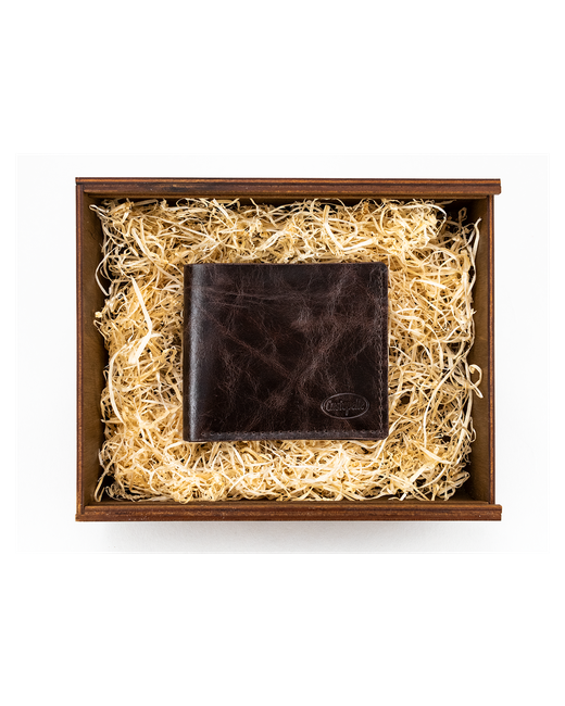 Custopelle Кошелек портмоне ручной работы из натуральной кожи шоколад. Подарочная упаковка