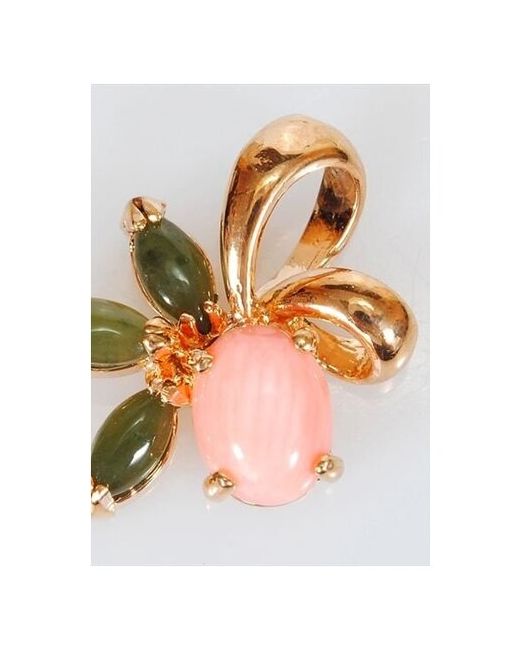 Lotus Jewelry Кулон с кораллом и нефритом Гладкий