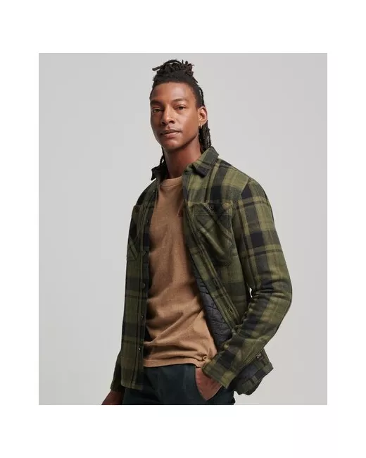 Superdry Рубашка MERCHANT QUILTED OVERSHIRT Пол Merchant Check Olive Размер M