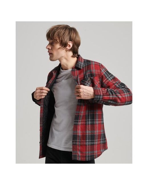 Superdry Рубашка MERCHANT QUILTED OVERSHIRT Пол Merchant Check Red Размер L