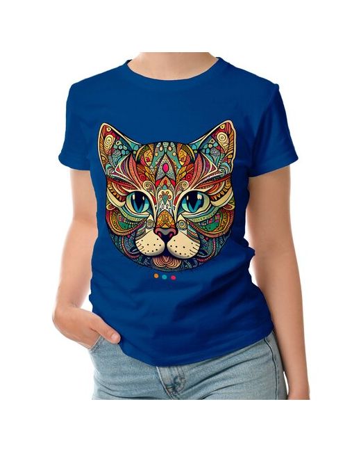 Roly футболка Цветная кошка с узорами мандала XL темно-