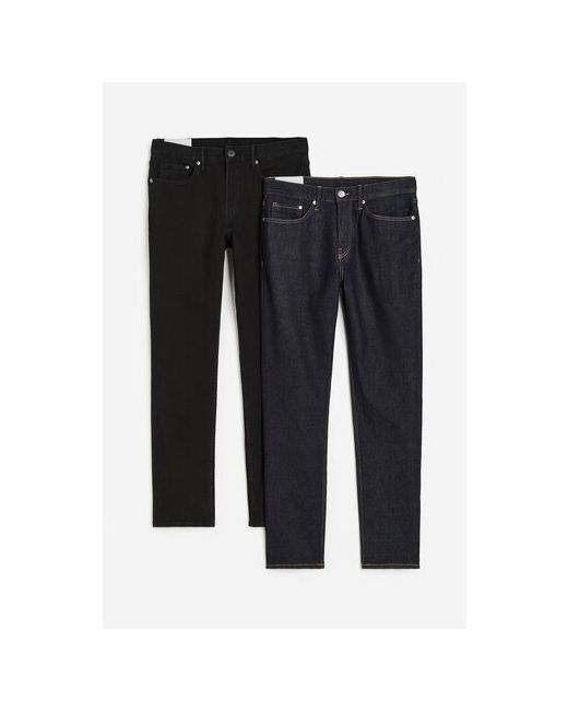 H & M 2 пары узких джинсов голубой/черный 34/30