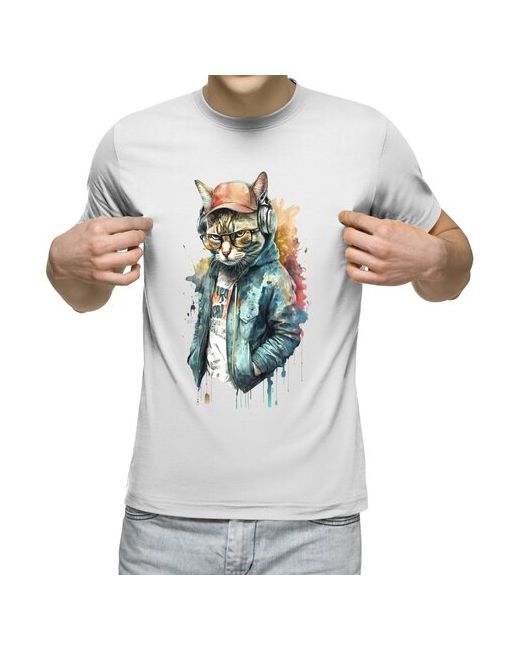US Basic футболка Стильный кот в джинсовой куртке 2XL
