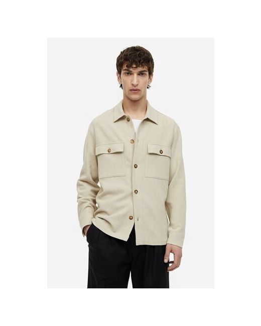 H & M Верхняя рубашка стандартного кроя из смесового льна светло S