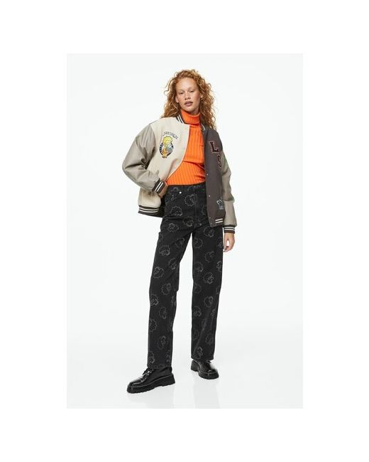 H & M Широкие обычные джинсы черный/разноцветный 36