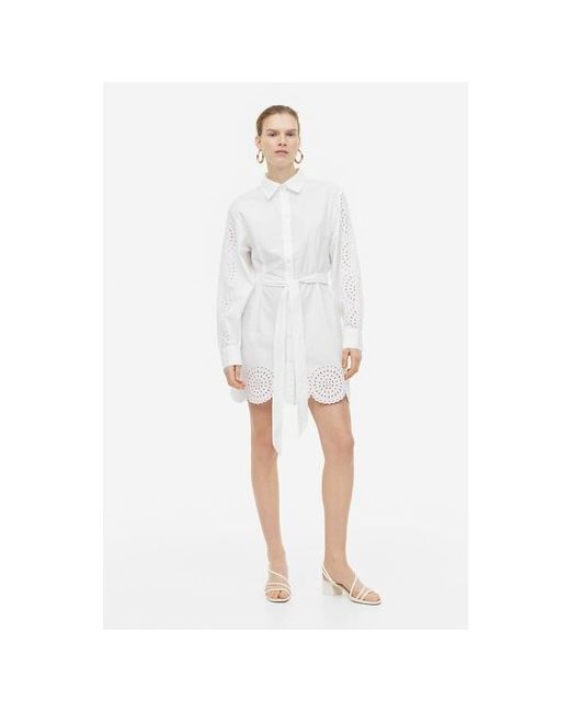 H & M Платье-рубашка в технике бродери англез M