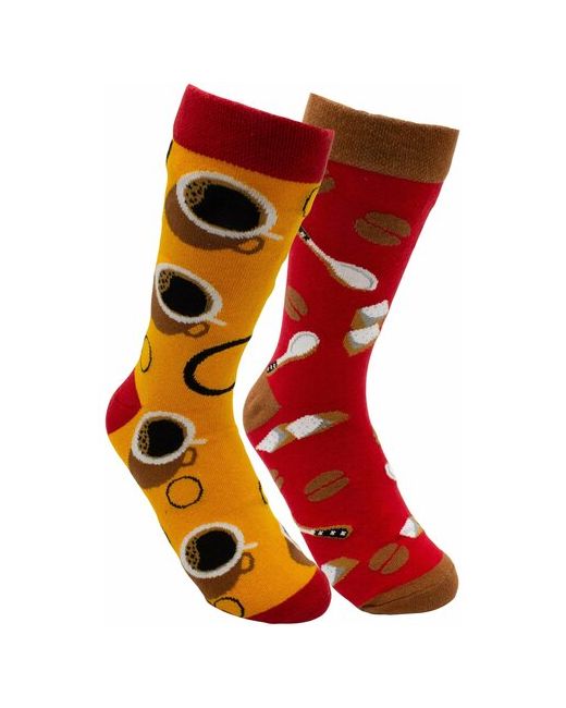 carnavalsocks Высокие разноцветные носки с принтом Чашка кофе