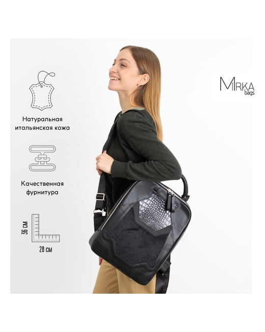 MirkaBags Рюкзак городской классический сумка из натуральной кожи для офиса