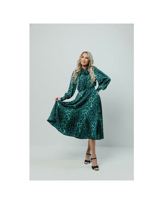 Mistero Платье леопардовое зеленое 46 размер