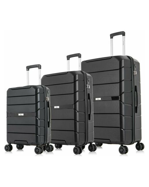 L'Case комплект ударостойких чемоданов с маневренными двойными колесами 360 и кодовым замком TSA Singapore 3 шт.