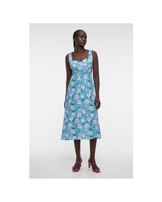 Befree Платье миди приталенное вискозное с фигурным вырезом 2321440545-99-M мультиколор размер M