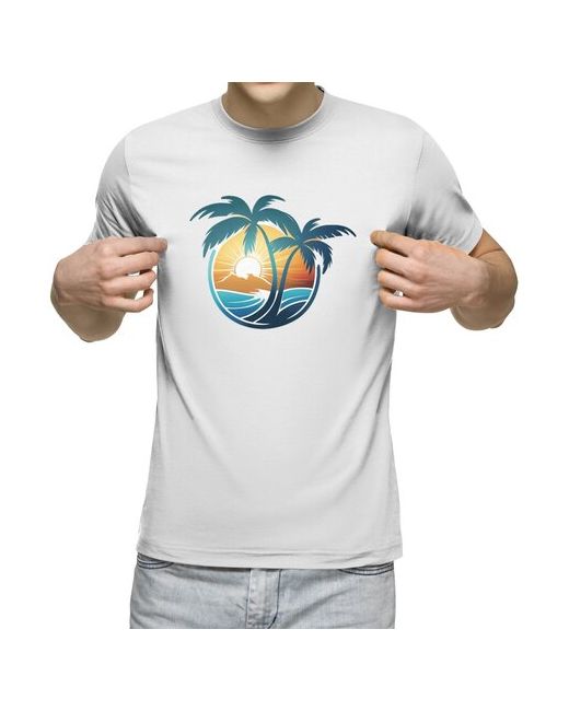 US Basic футболка Пальмы на фоне воды M меланж