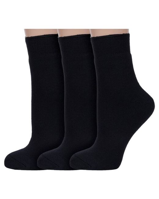 Красная Ветка Комплект из 3 пар женских махровых носков с ослабленной резинкой черные размер 23-25