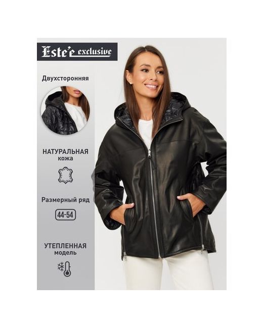 Este'e exclusive Fur&Leather Кожаная куртка двухсторонняя с капюшоном KZ-10317 размер L