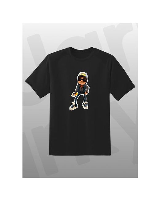 Jarky Модная черная футболка с принтом Subway Surf Базовые оверсайз размеры Стильная надпись со смыслом Хлопок