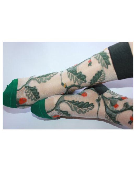 Frida Летние носки в сеточку прозрачные яркий принт вышивка Растения Авокадо35-41 размер