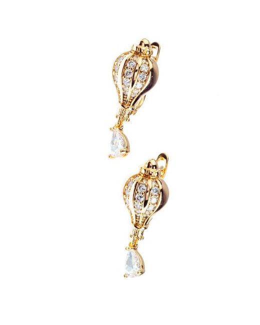 Xuping Jewelry Бижутерия серьги длинные висячие сережки с фианитами Xuping под золото