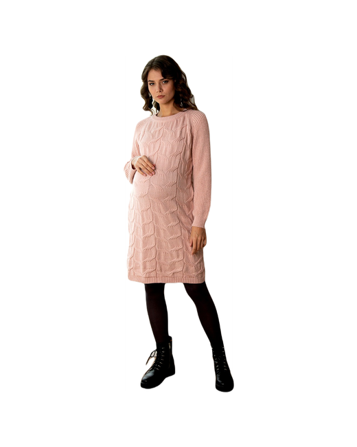 Мамуля Красотуля Вязаное платье для беременных Сидни пудра 44-46