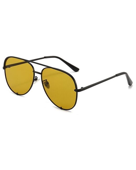 Bestyday Набор авангардные металлические солнцезащитные очки авиаторы для с футляром хранения Черно-желтые