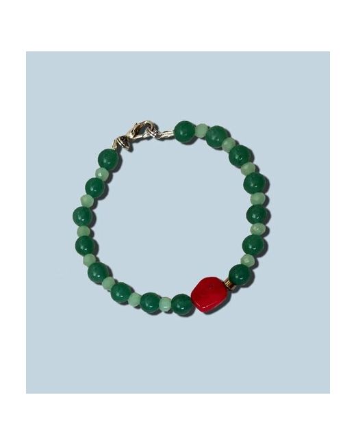 AV Jewelry Браслет коралловый с красным зеленым камнем нефрит от в подарочной коробочке