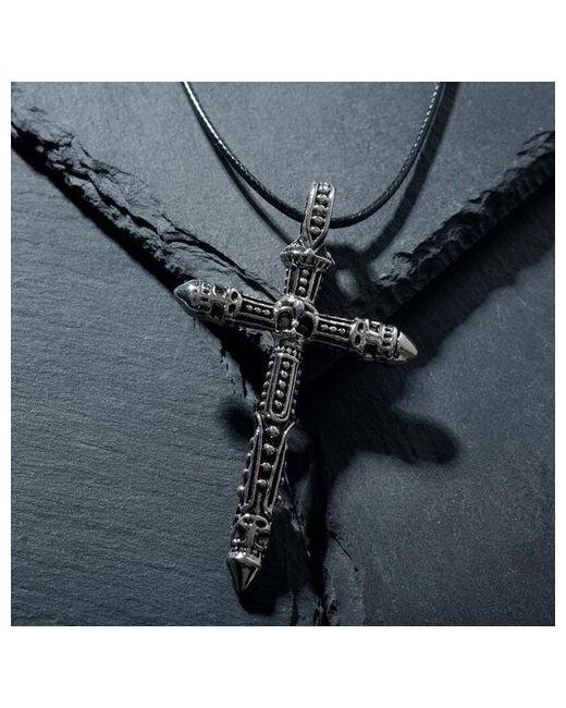 MikiMarket Кулон унисекс Крест с черепом чернёное серебро 7664821