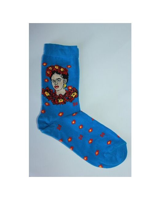 Frida Носки унисекс Яркий принт Фрида Кало Автопортрет хлопок 35-43 размер синий