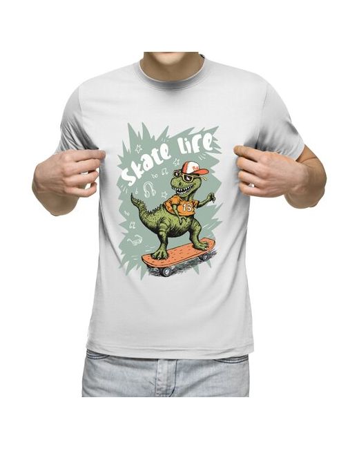 US Basic футболка Динозаврик на скейте с надписью skate life S