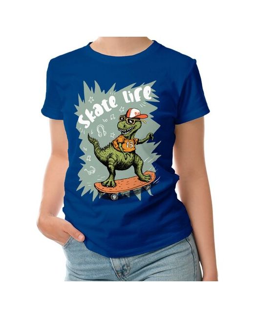 Roly футболка Динозаврик на скейте с надписью skate life M темно-