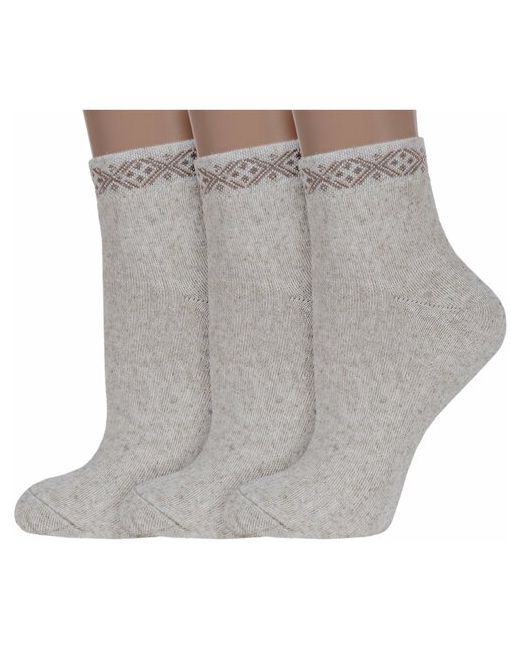 Vasilina Комплект из 3 пар женских махровых носков хлопка и льна натуральные размер 23