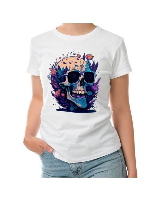 Roly футболка Улыбающийся череп с цветами M
