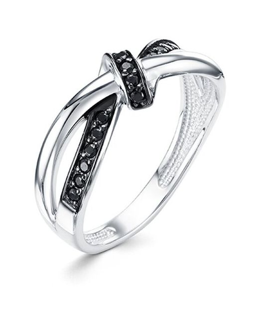 Алькор Ювелирное кольцо узелок из родированного серебра c кристаллами