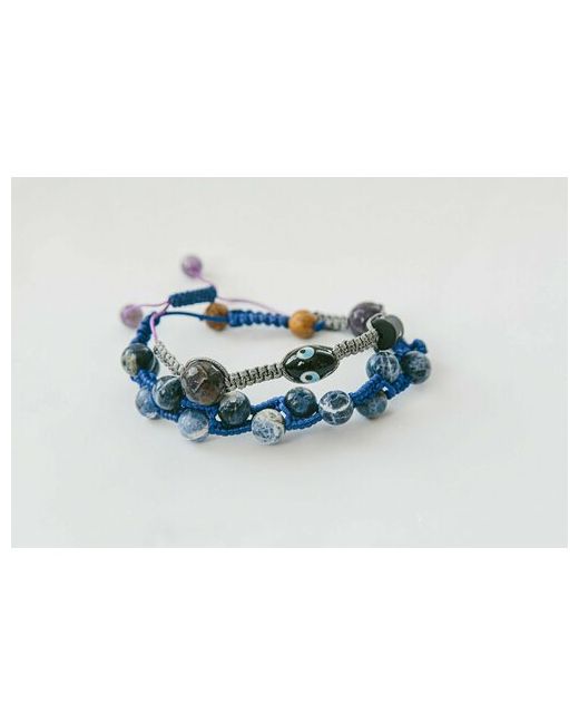 Magical Bracelets Парный шамбала нейро-браслет с натуральным камнем содалит аметист бусиной знака зодиака Рыбы 18-23 см