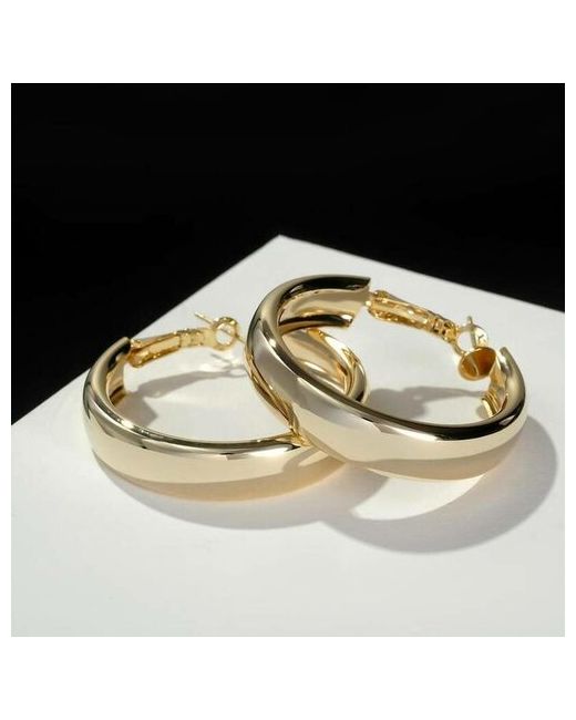 Queen Fair Серьги-кольца Каньон утолщённая линия d25 золото