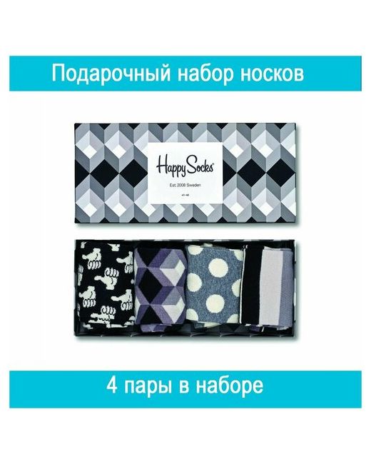 Happy Socks Подарочный набор носков 4-Pack Black and White Socks Gift Set