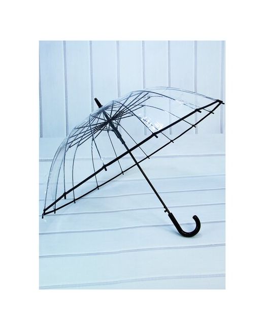 Popular Прозрачный зонт-трость Umbrella 16 спиц полуавтомат 011PN/прозрачный