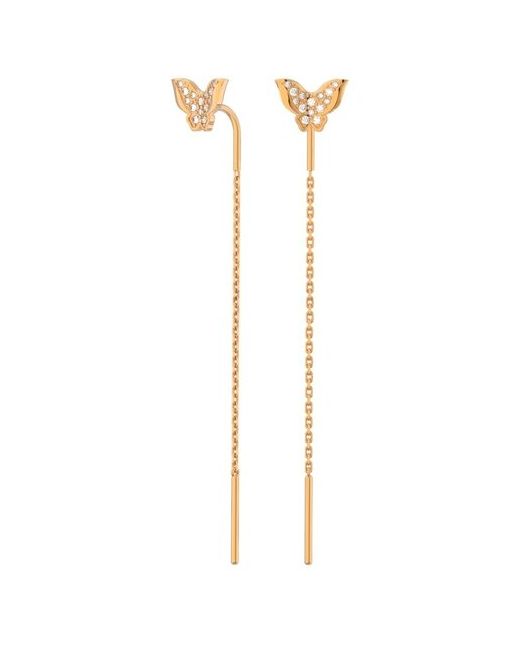 Pokrovsky Jewelry Золотые серьги-продевки Бабочки с бесцветными фианитами 0221698-00770