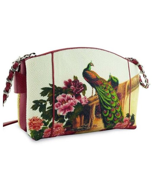 Exotic Leather сумочка клатч из натуральной кожи ската Павлин и Цветы