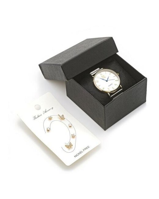 Brand K Подарочный набор 7 в 1 часы наручные ShiKai 024 d3.8 см серьги
