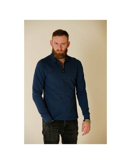 ТД Коллекция Мужская рубашка длинный рукав хлопок 100. Поло лонгслив больших размеров голубого цвета.
