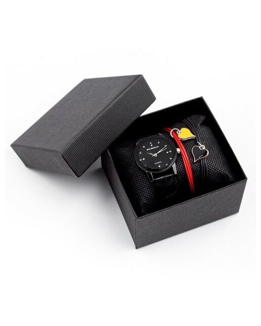 Подарочные наборы-QB Подарочный набор 2 в 1 Ладер наручные часы и браслет