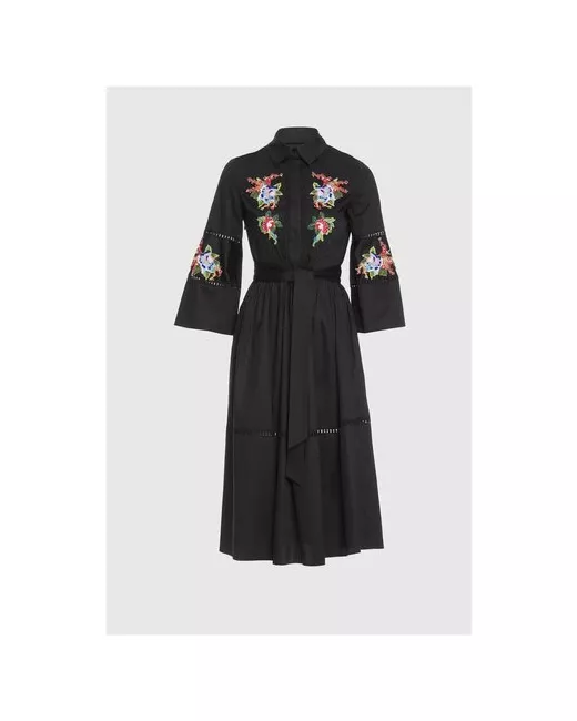Gizia Длинное черное платье с вышивкой L 40