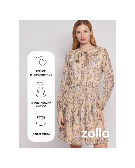 Zolla Шифоновое платье с юбкой-плиссе размер M
