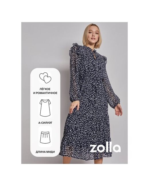 Zolla Ярусное платье из шифона на кулиске размер M