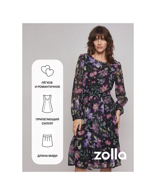 Zolla Шифоновое платье с цветочным принтом размер XS