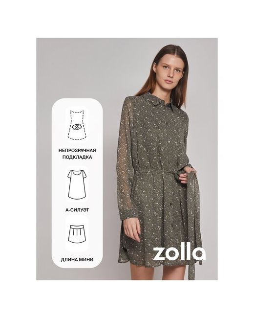 Zolla Шифоновое платье-рубашка с поясом размер M