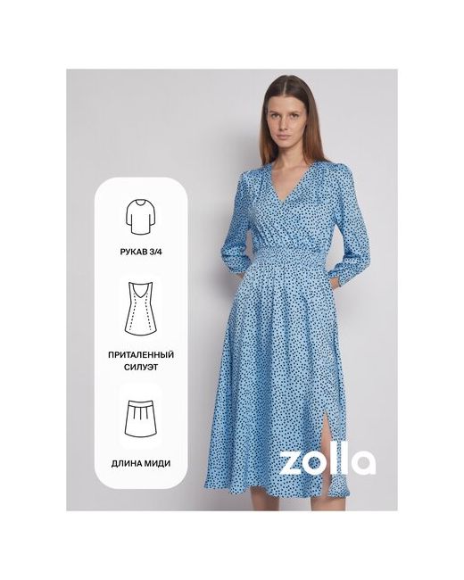 Zolla Атласное платье в горошек разрезом на ноге Светло размер XL