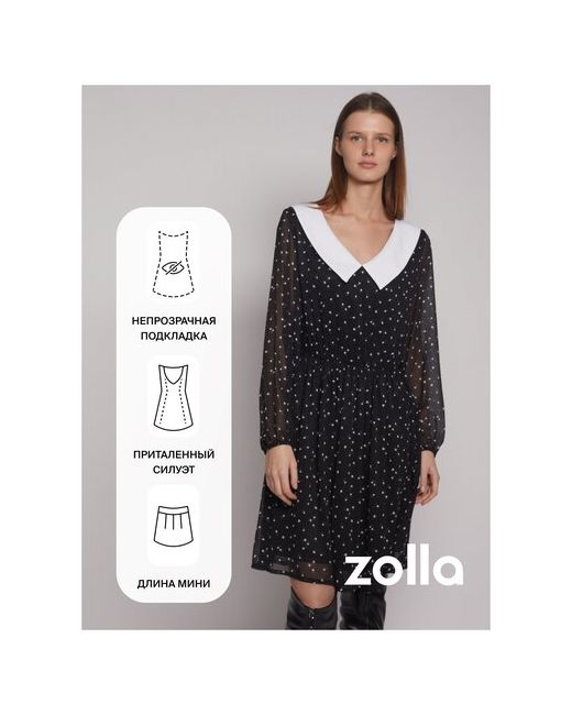 Zolla Шифоновое платье с акцентным воротником размер XS