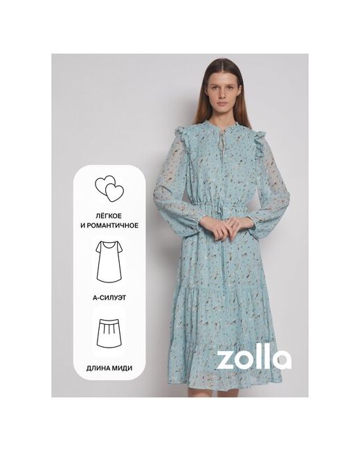 Zolla Ярусное платье из шифона на кулиске Мятный размер XXL